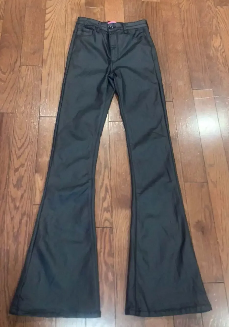 Edikted Black Faux Leather Flare Pants Size XS/S Y2K Indie Sleaze Goth Aesthetic